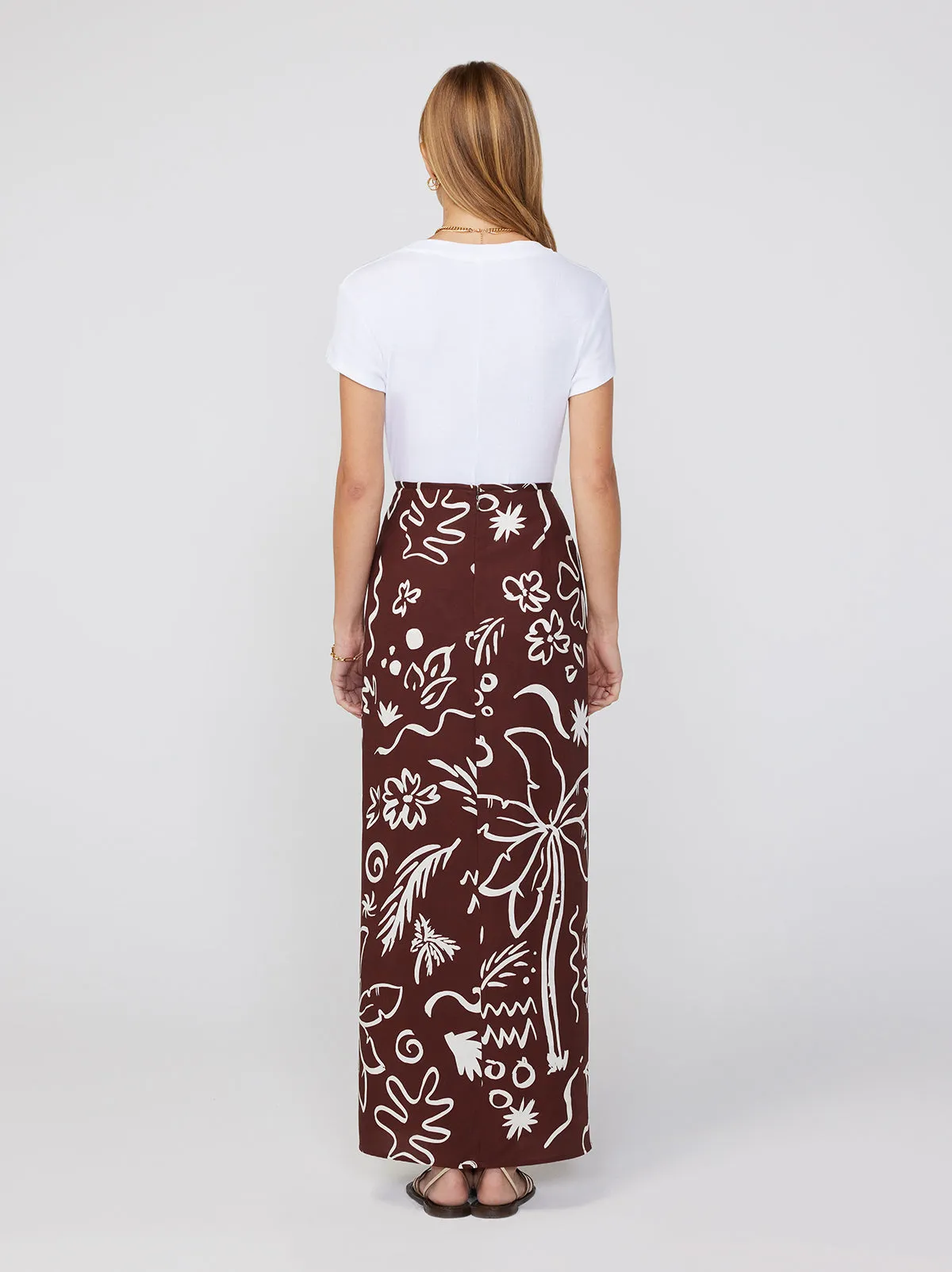 Mali Coco Palm Print Maxi Skirt