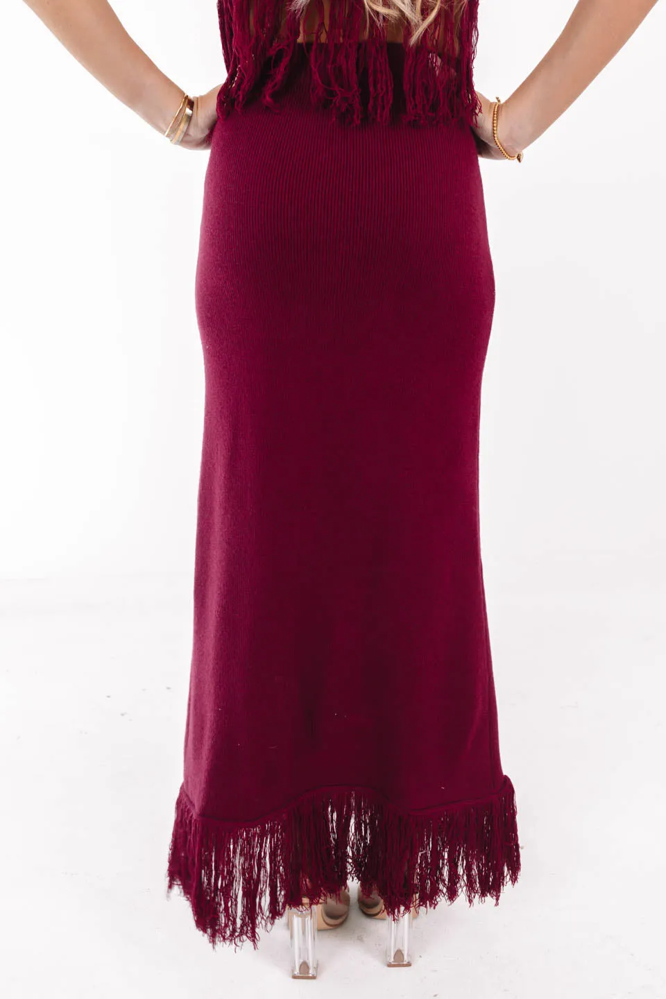 Midnight Tango Maxi Skirt - Red