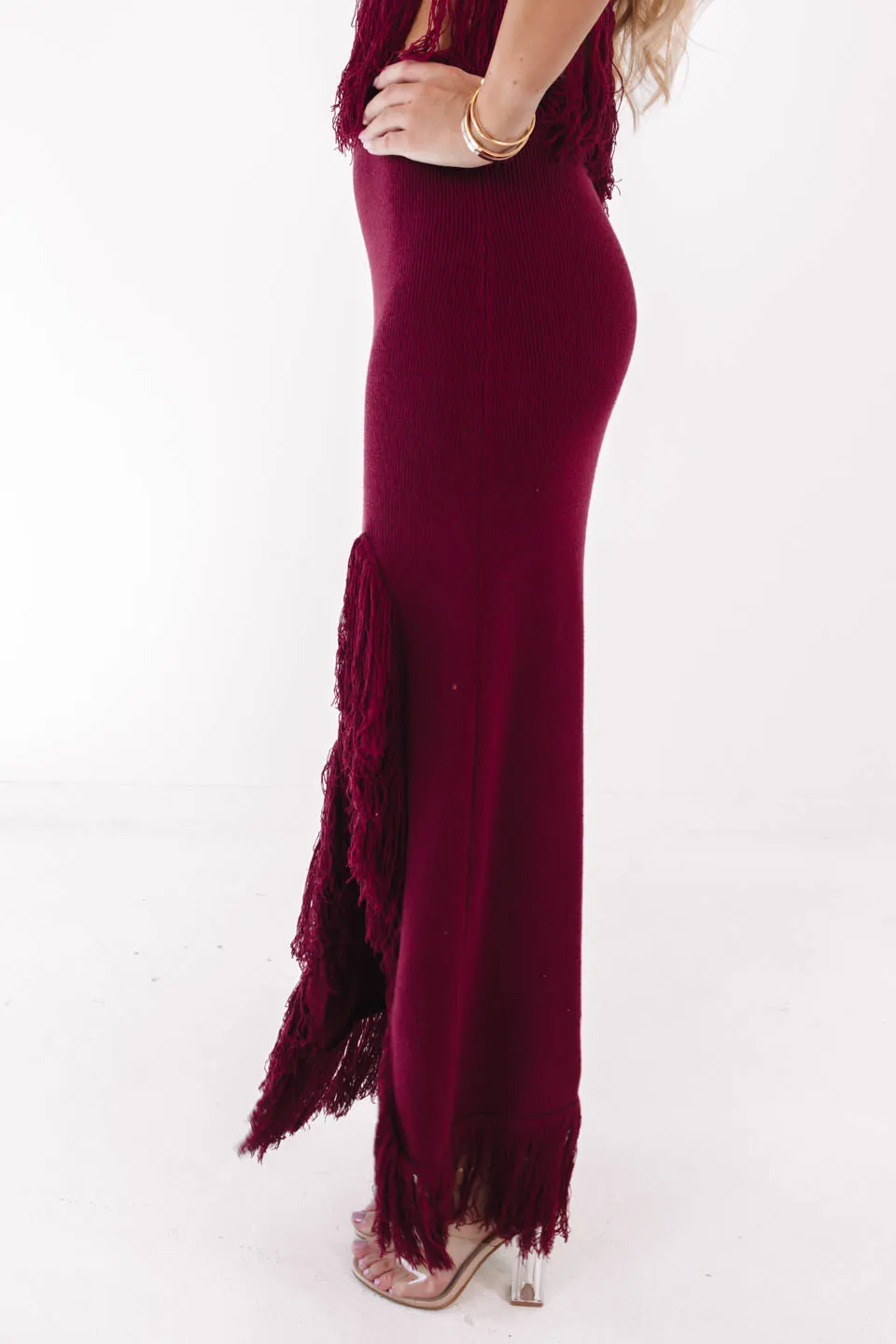 Midnight Tango Maxi Skirt - Red