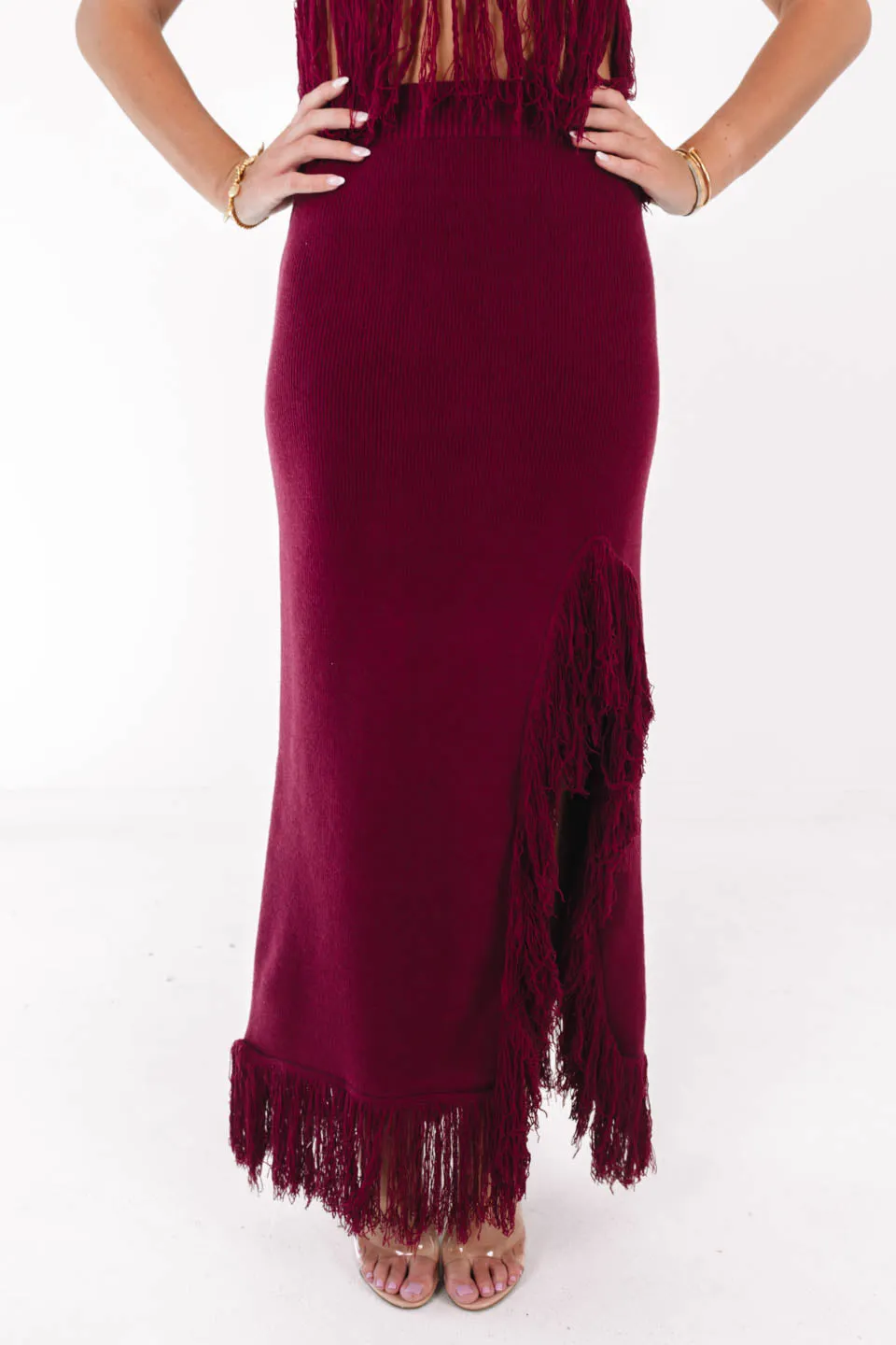 Midnight Tango Maxi Skirt - Red