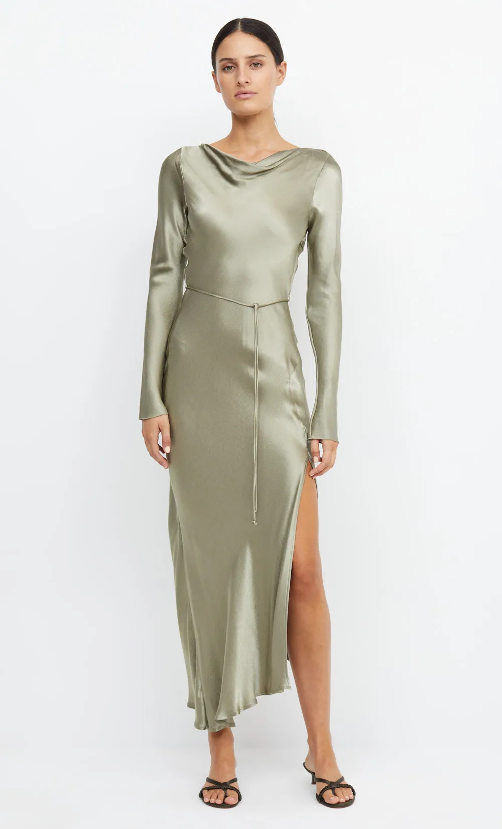 MOON DANCE LONG SLEEVE MAXI DRESS - SAGE