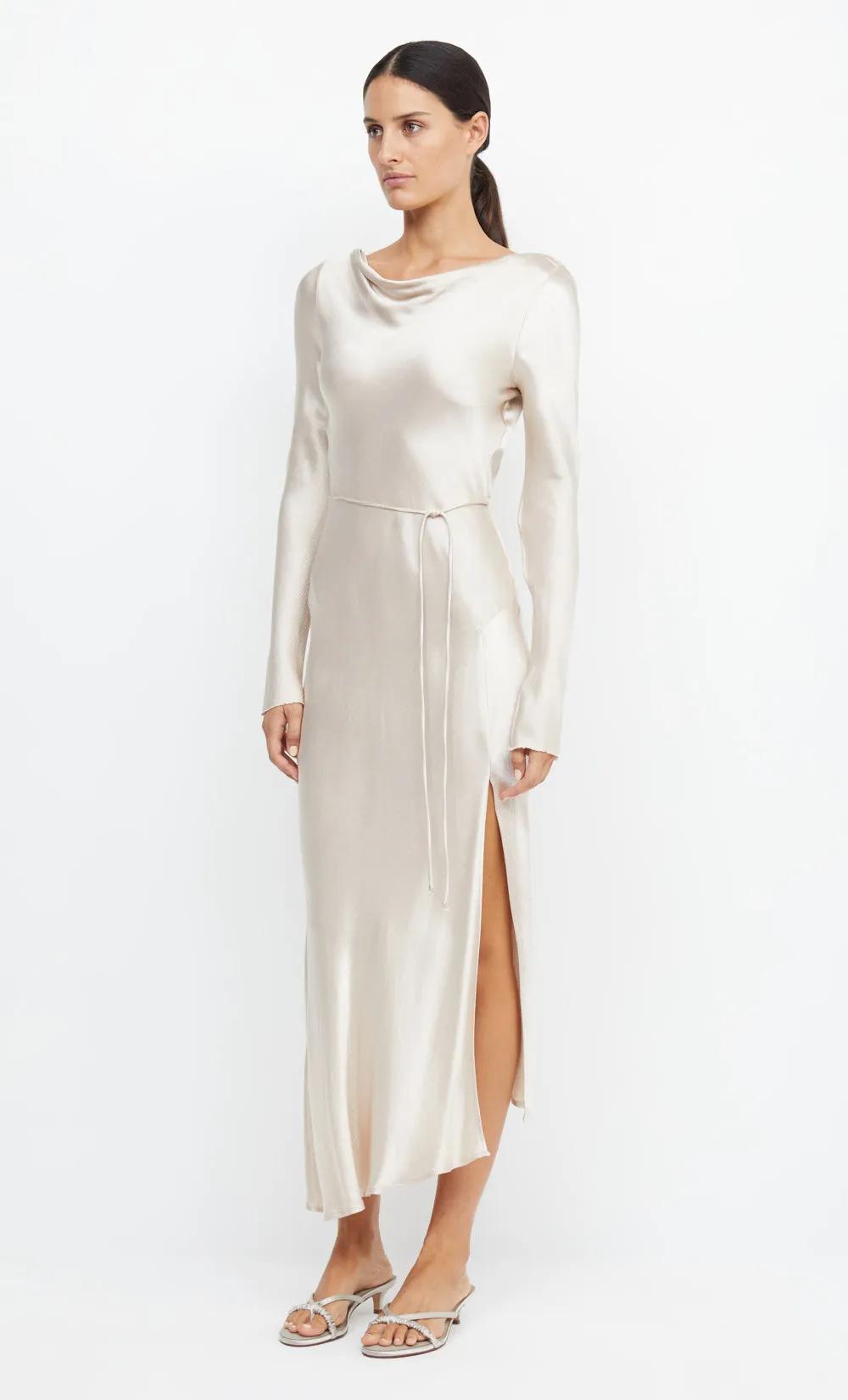 MOON DANCE LONG SLEEVE MAXI DRESS - SAND