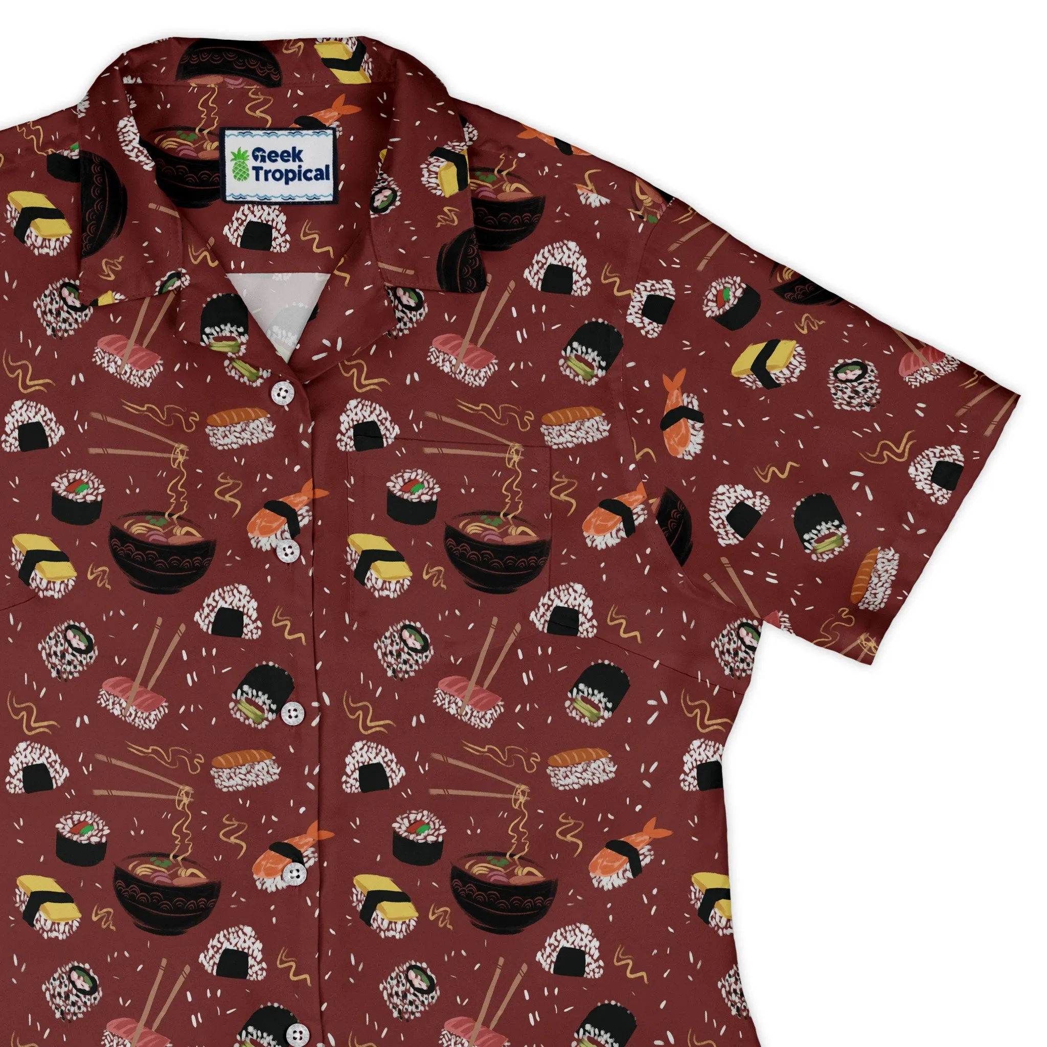 Oishi Sushi Red Curvy Button Up Shirt