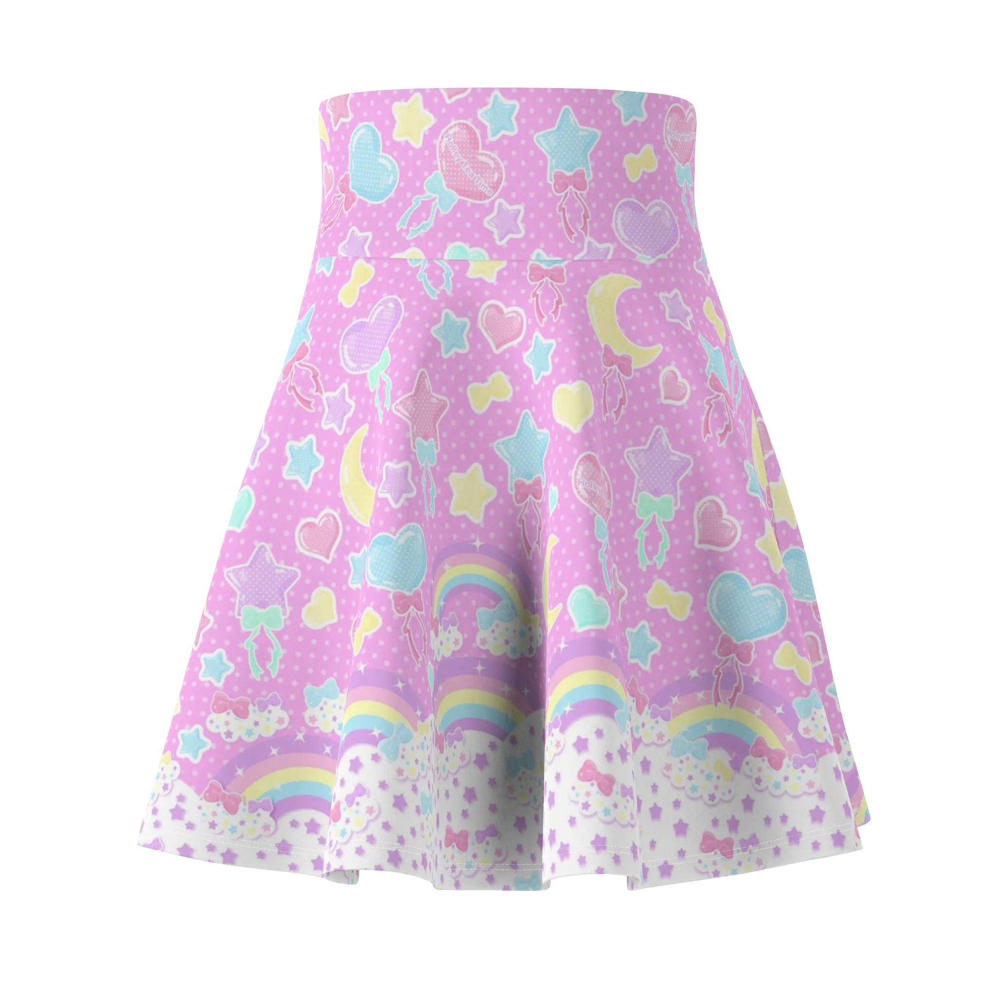 Pastel Party High Waist Skater Skirt (Pink)