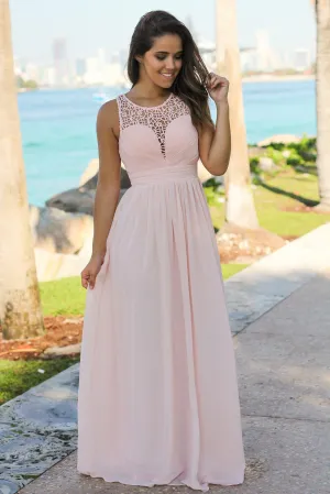 Pink Crochet Maxi Dress