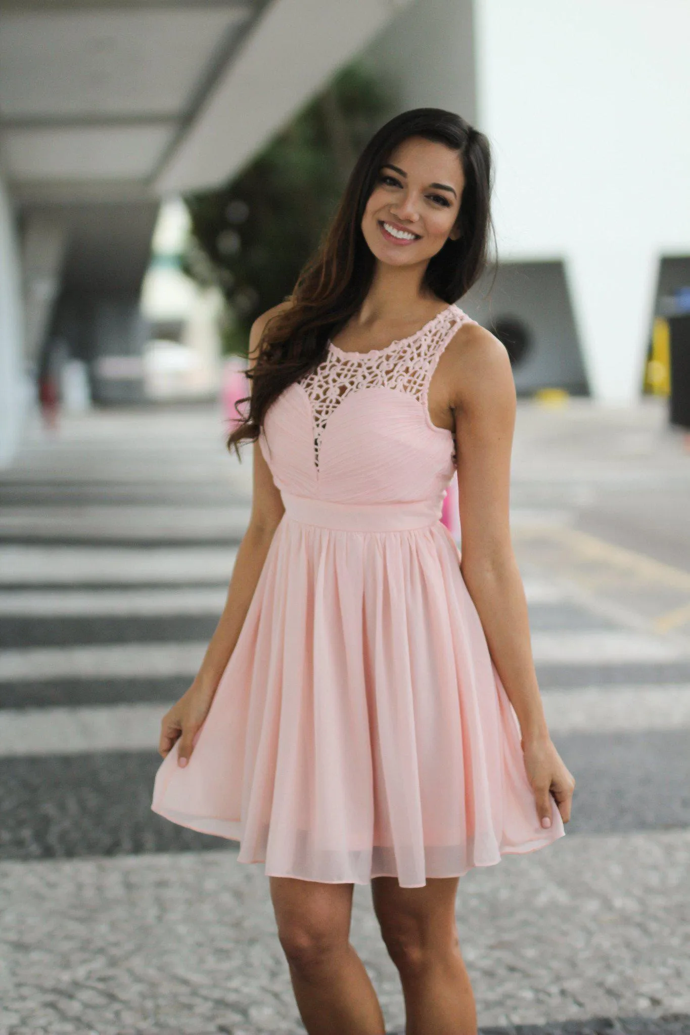 Pink Crochet Short Dress