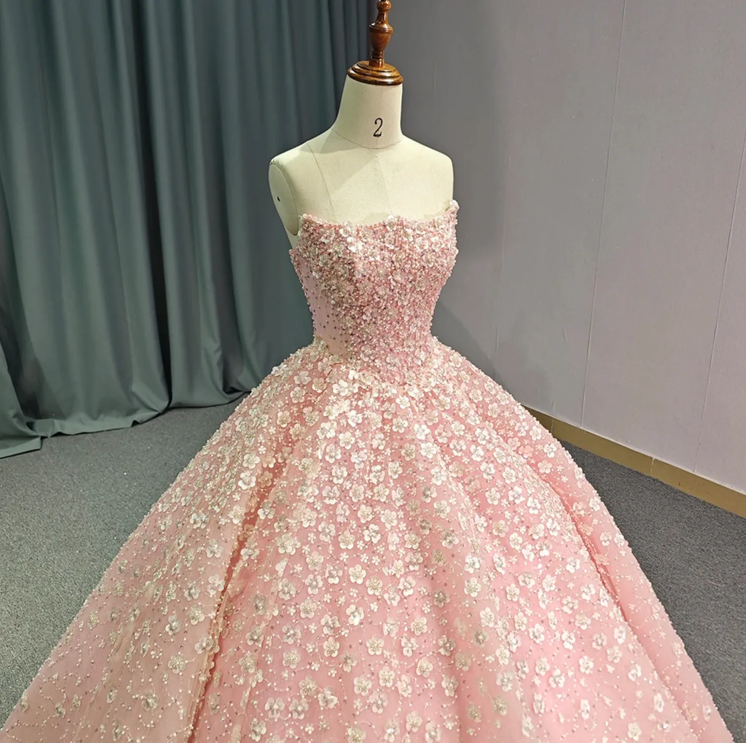 Pink Elegant Quinceanera Dress Strapless Sequins