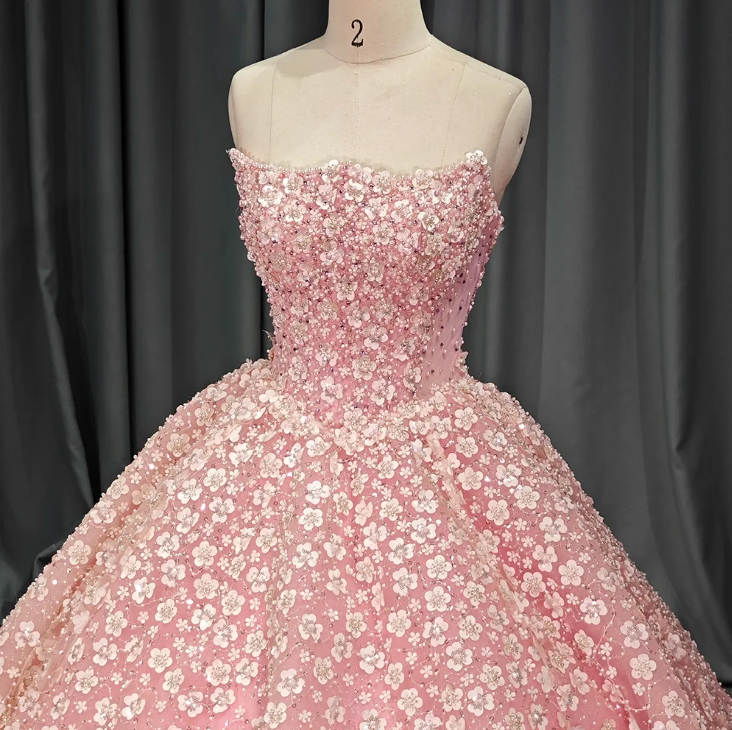 Pink Elegant Quinceanera Dress Strapless Sequins