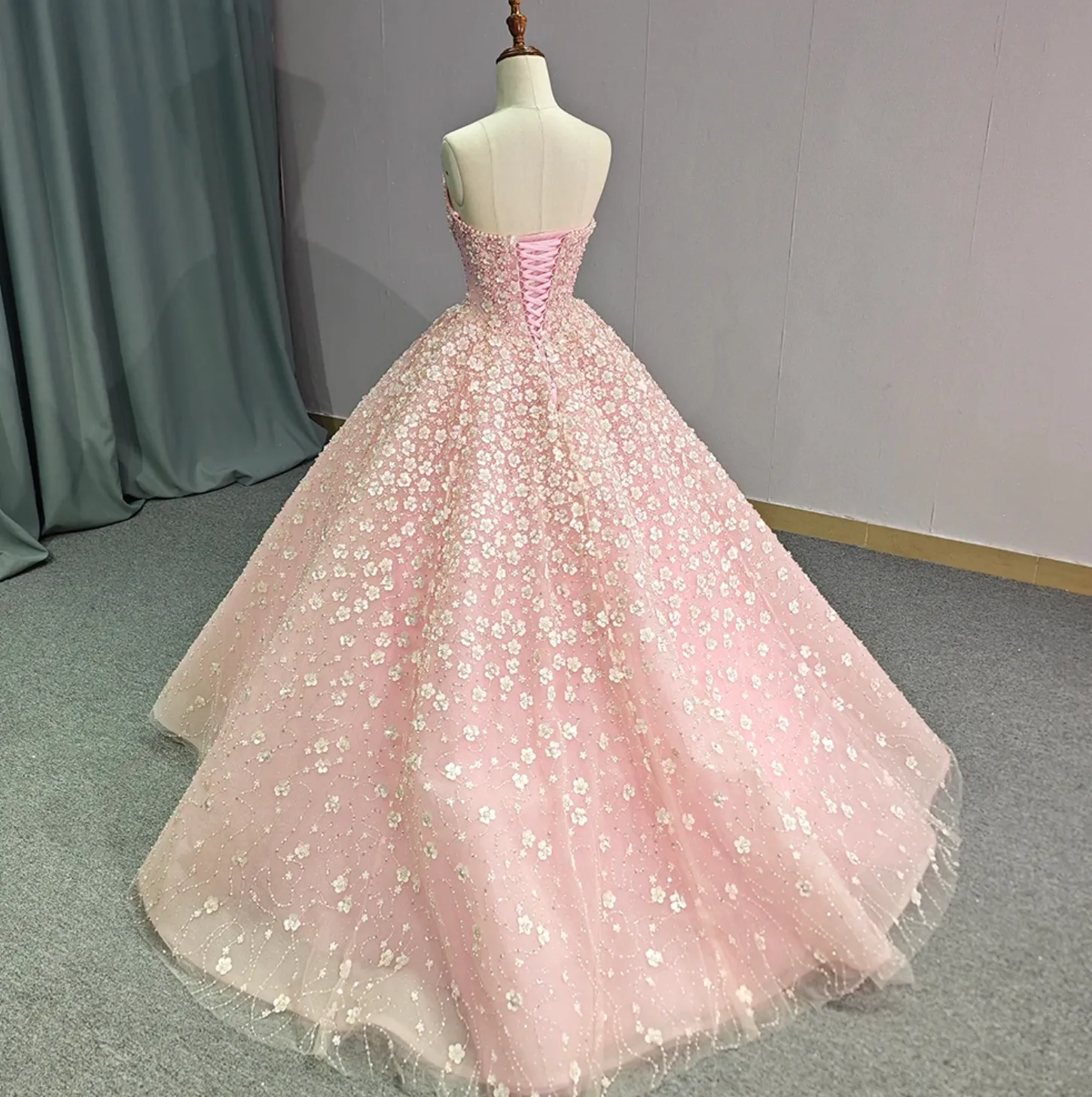 Pink Elegant Quinceanera Dress Strapless Sequins