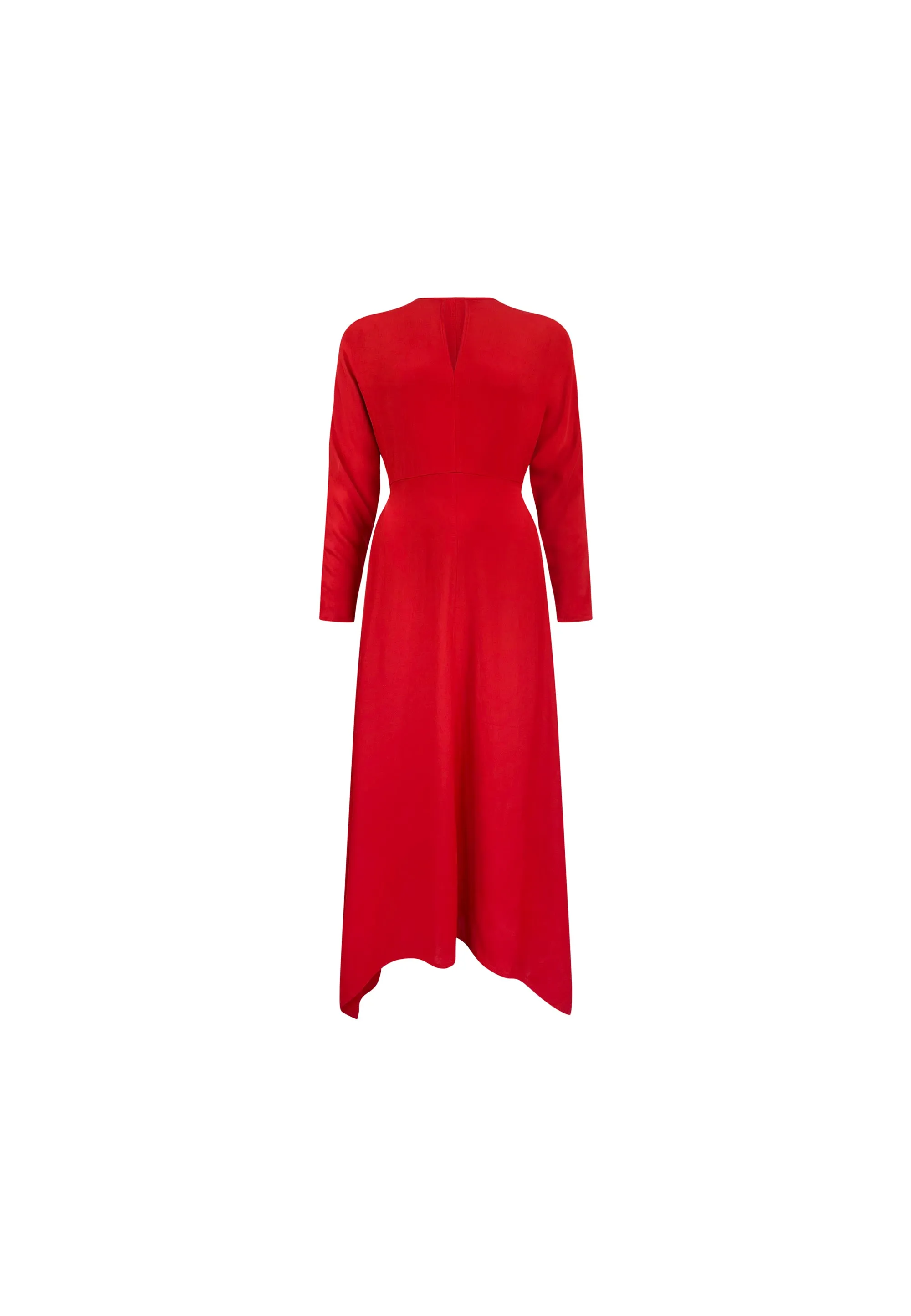 Red Crepe Keyhole Midi Dress