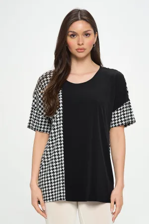 Round Neck Short Sleeve Top-3096HT-HRP1-C-W410