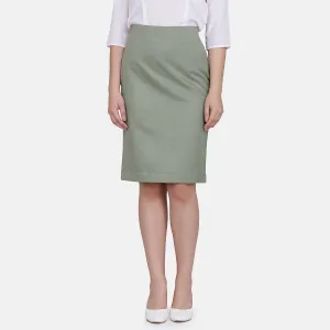 Sage Green Ladies Poly Cotton Straight Skirt