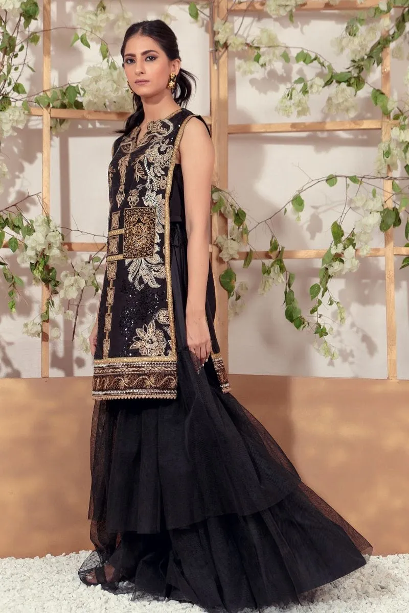 Shamaeel - EB-05 - Black - Silk Lehenga - 3 Piece