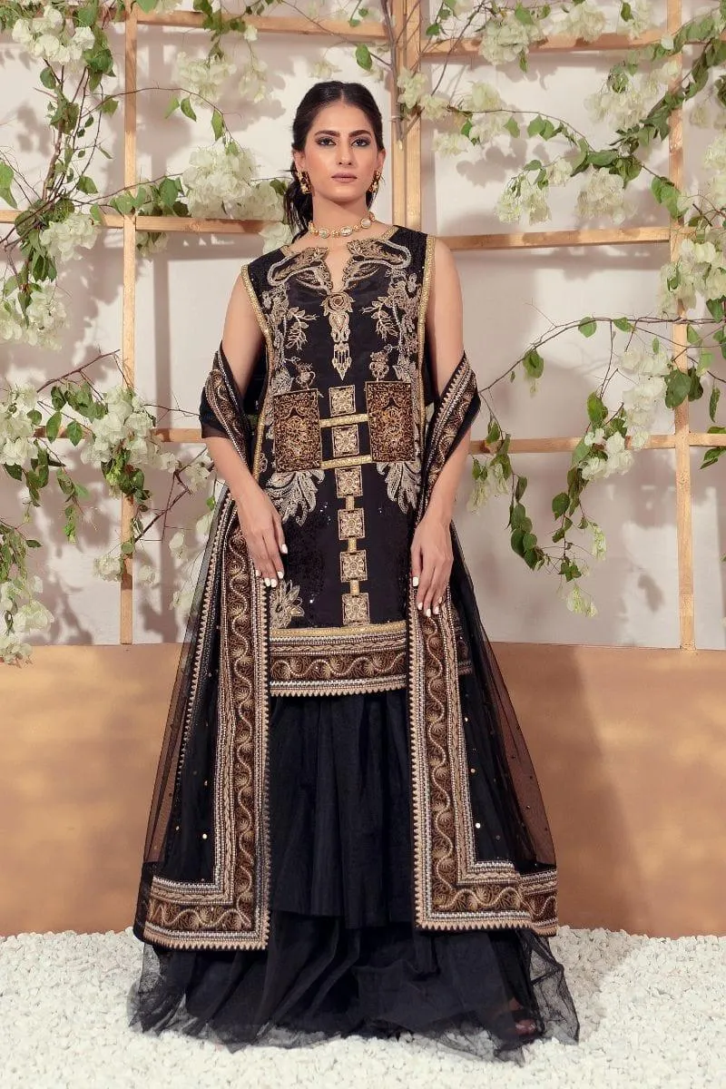 Shamaeel - EB-05 - Black - Silk Lehenga - 3 Piece