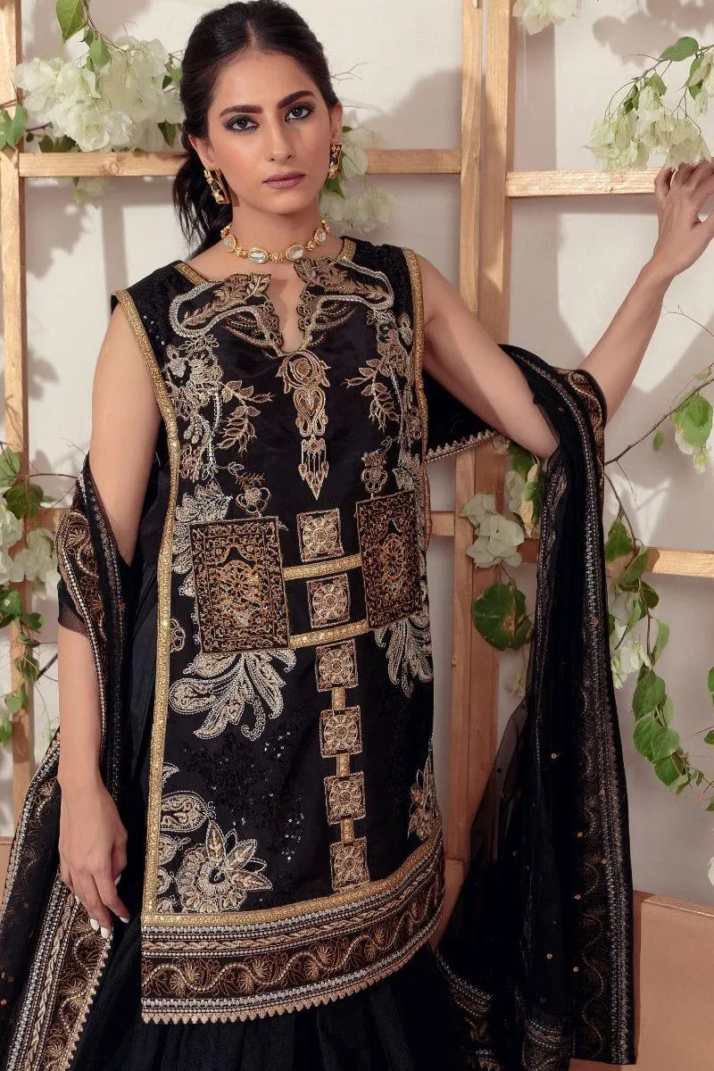 Shamaeel - EB-05 - Black - Silk Lehenga - 3 Piece