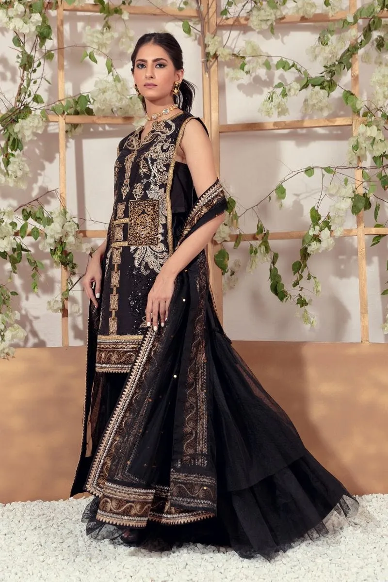 Shamaeel - EB-05 - Black - Silk Lehenga - 3 Piece