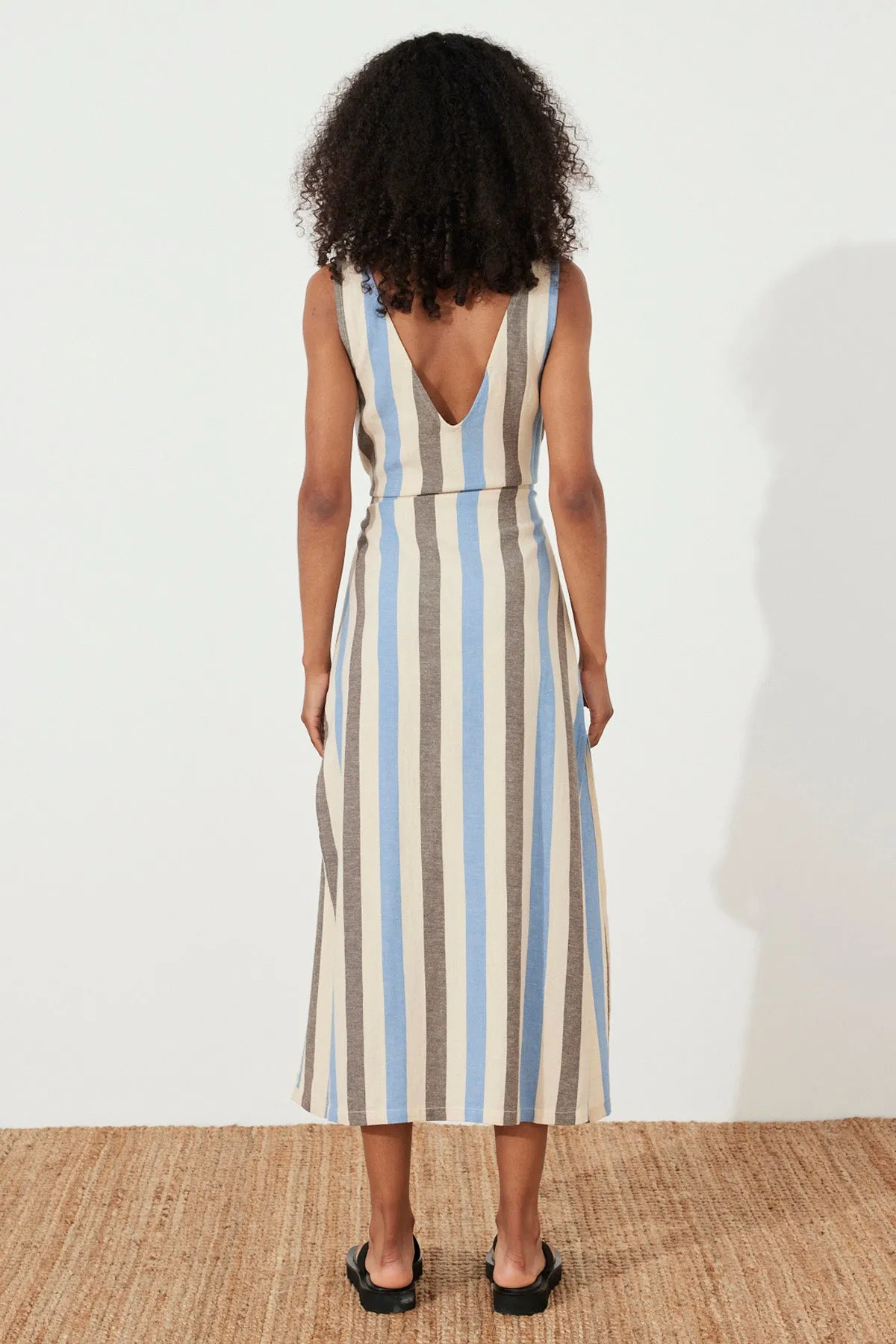 Sky Stripe Organic Cotton Blend Dress