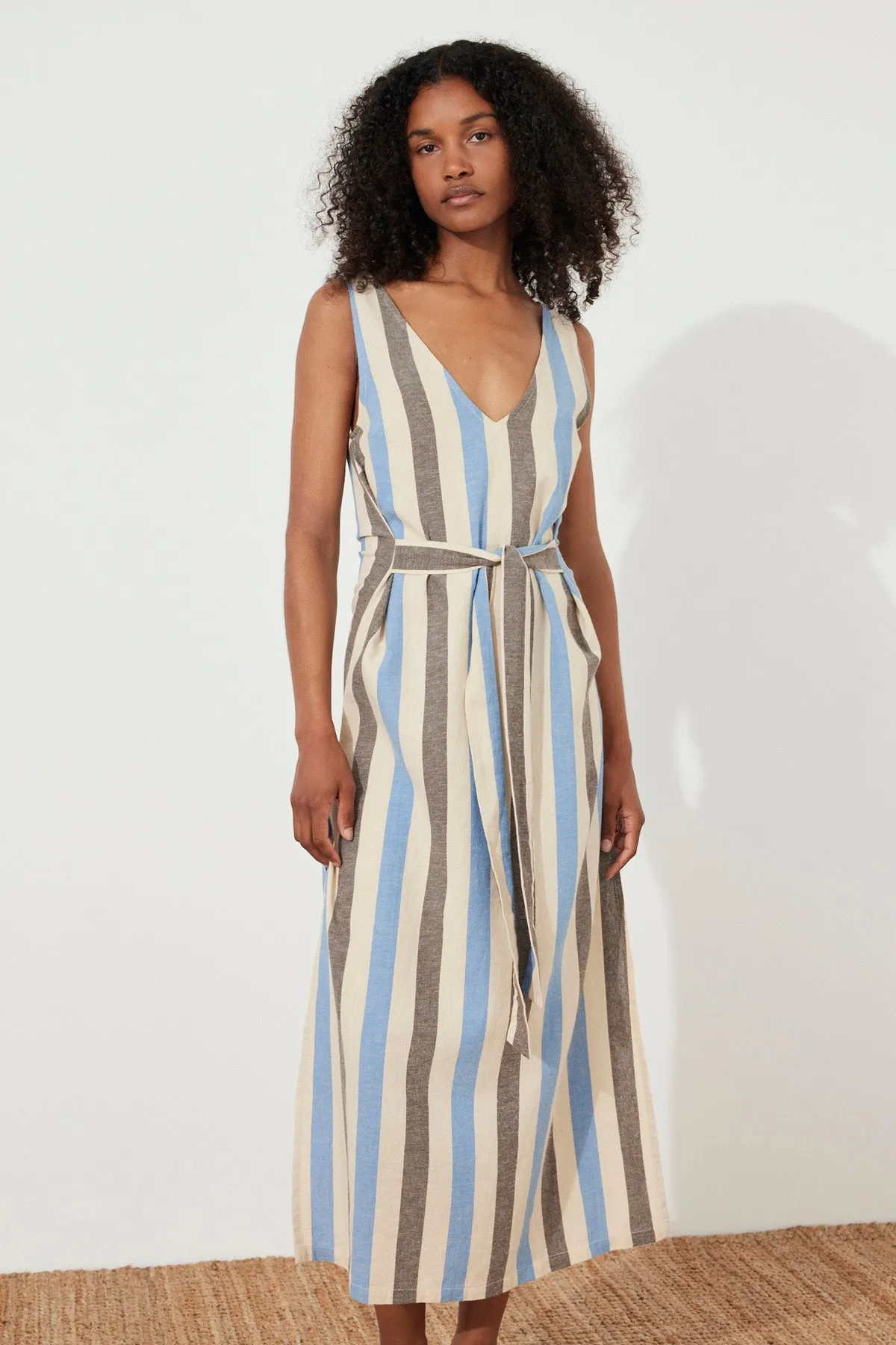 Sky Stripe Organic Cotton Blend Dress