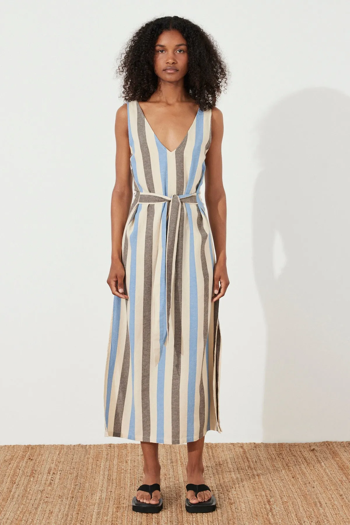 Sky Stripe Organic Cotton Blend Dress