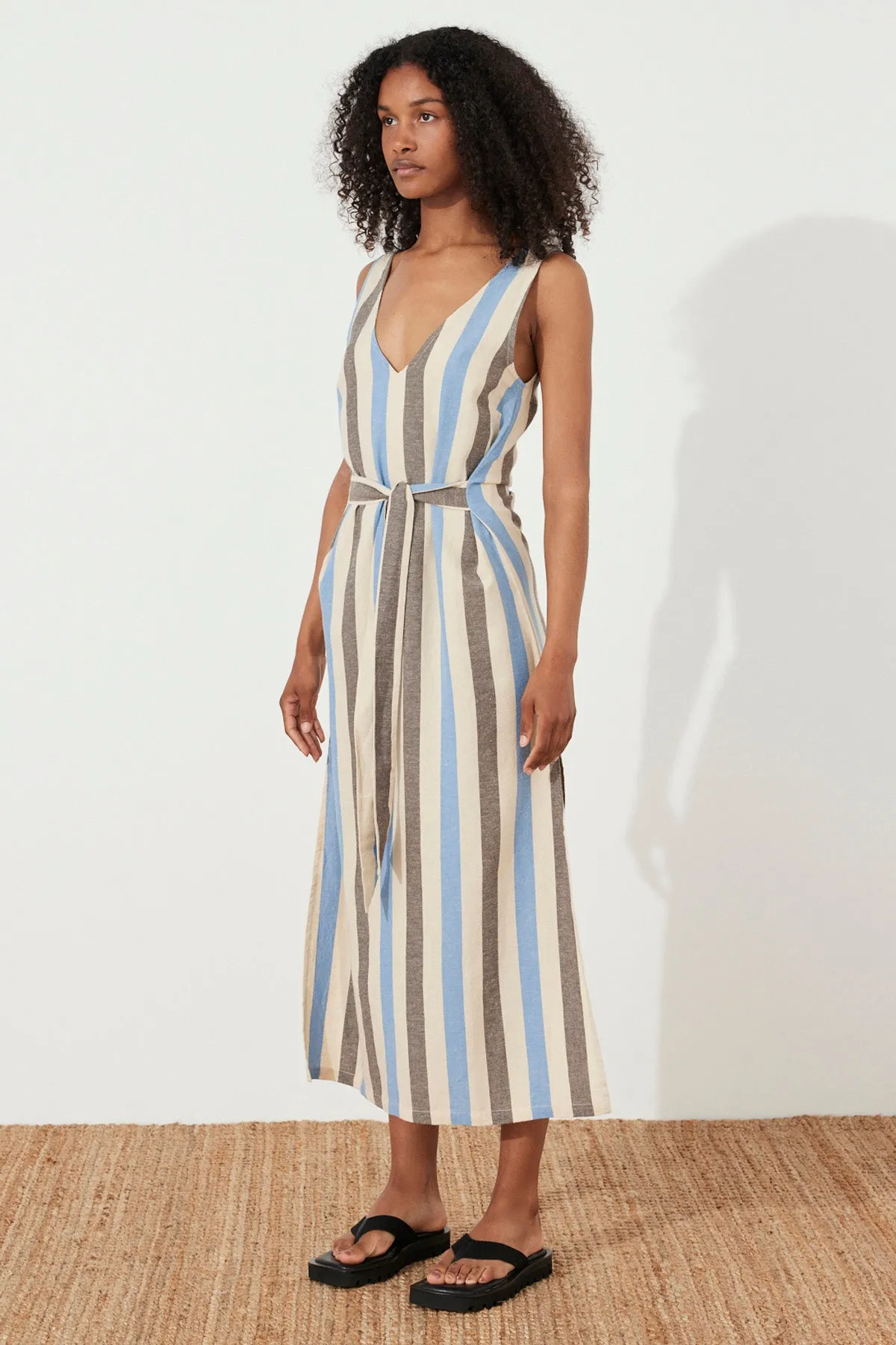 Sky Stripe Organic Cotton Blend Dress