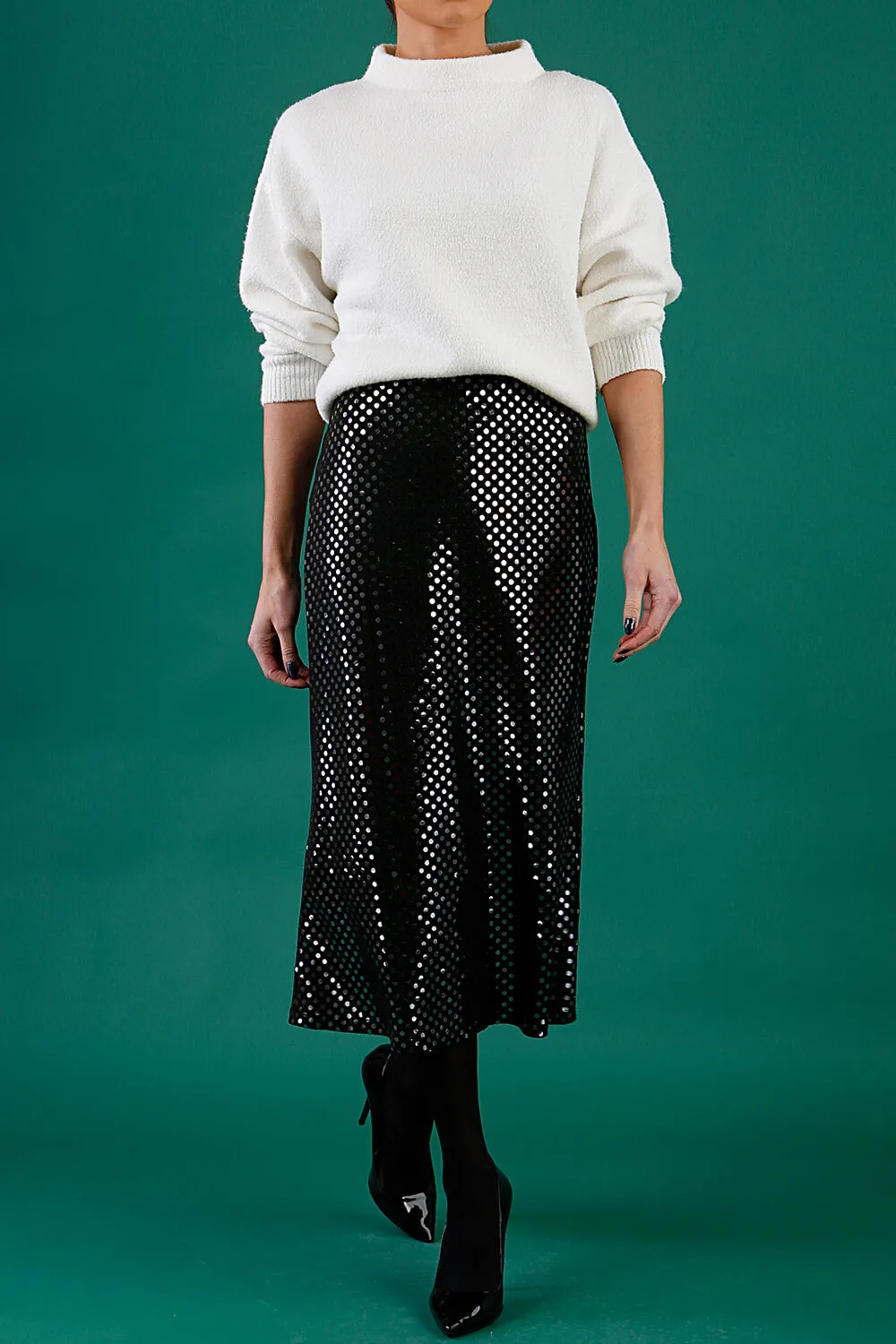 Starlet Stretch Sequin Midi Skirt