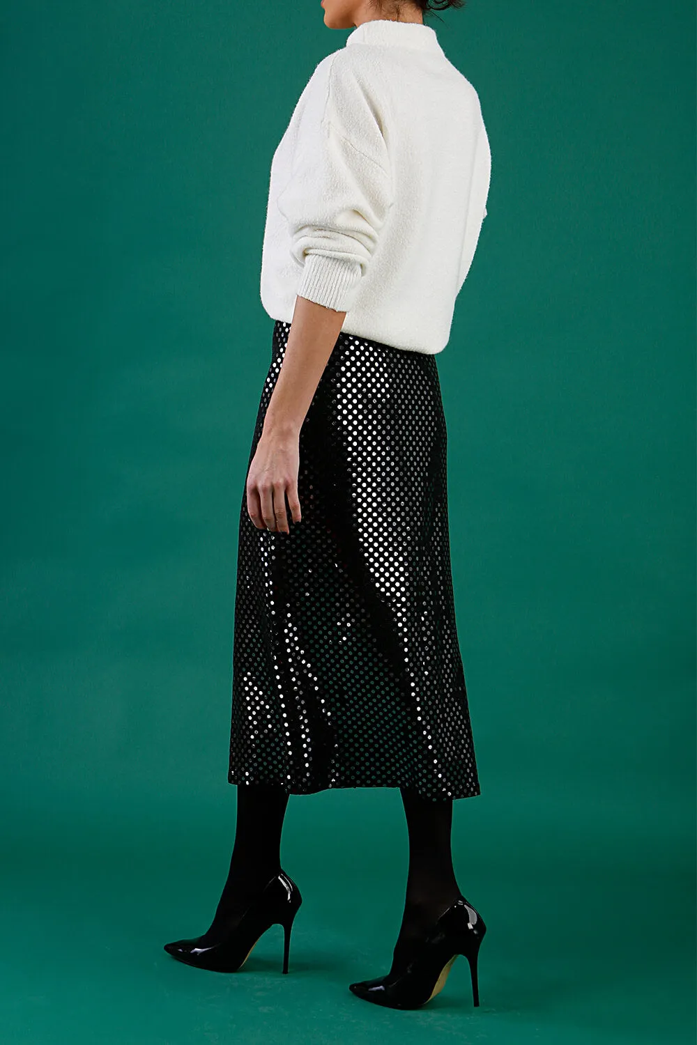 Starlet Stretch Sequin Midi Skirt