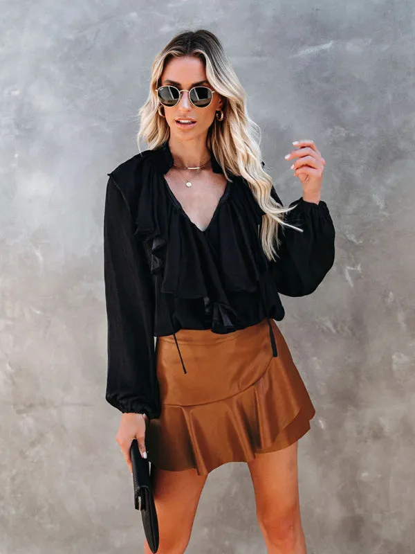 TEEK - High Waist Ruffle Irregular Skirt