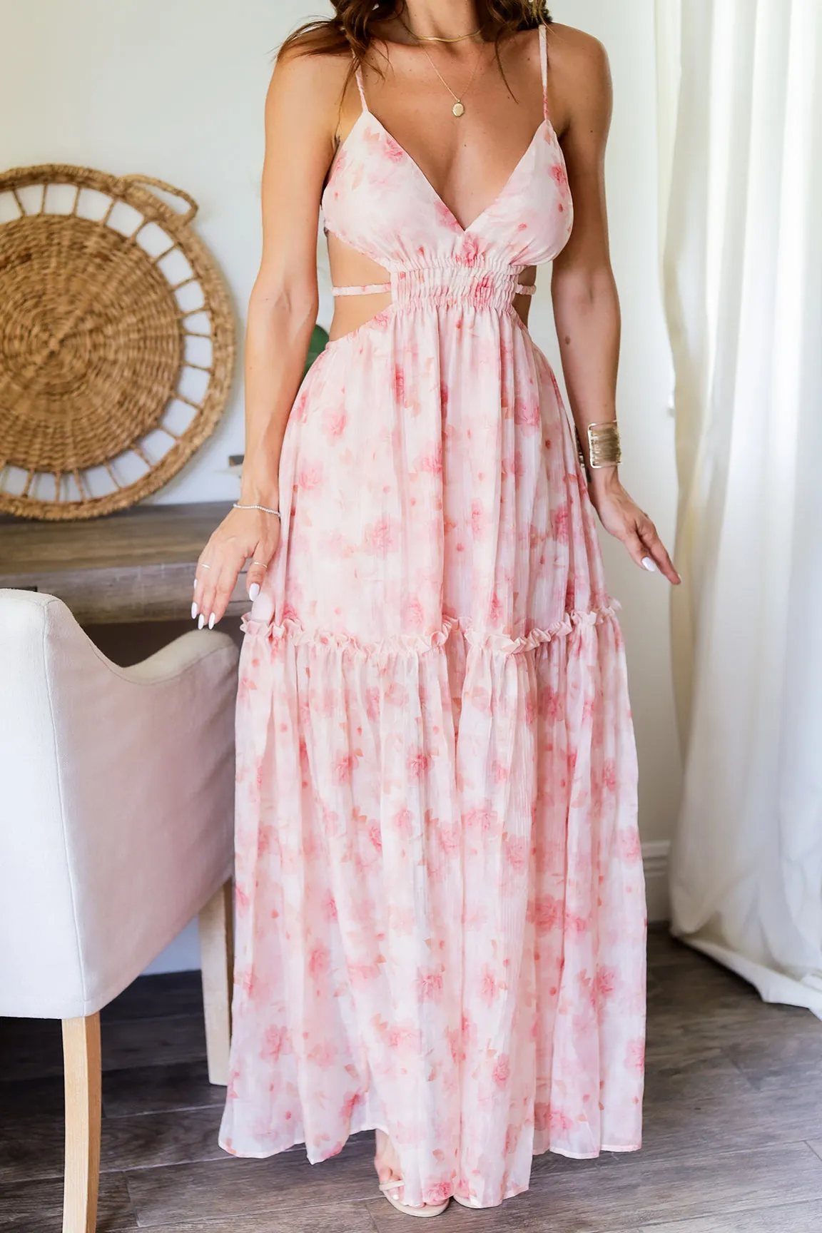 The Maci Floral Maxi - Blush