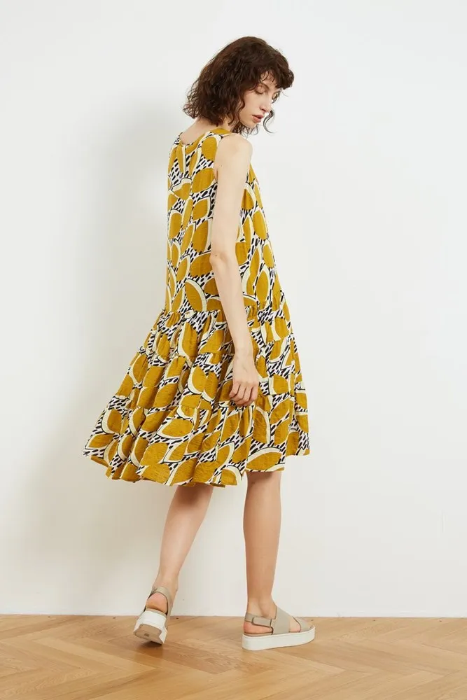 Tirelli High Neck A-Line Dress Amber Flora