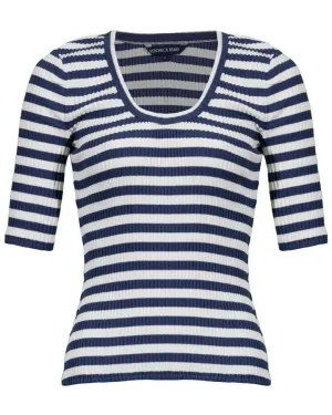 Veronica Beard Anafi Stripe Scoop Neck Tee