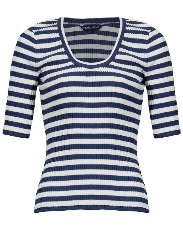 Veronica Beard Anafi Stripe Scoop Neck Tee