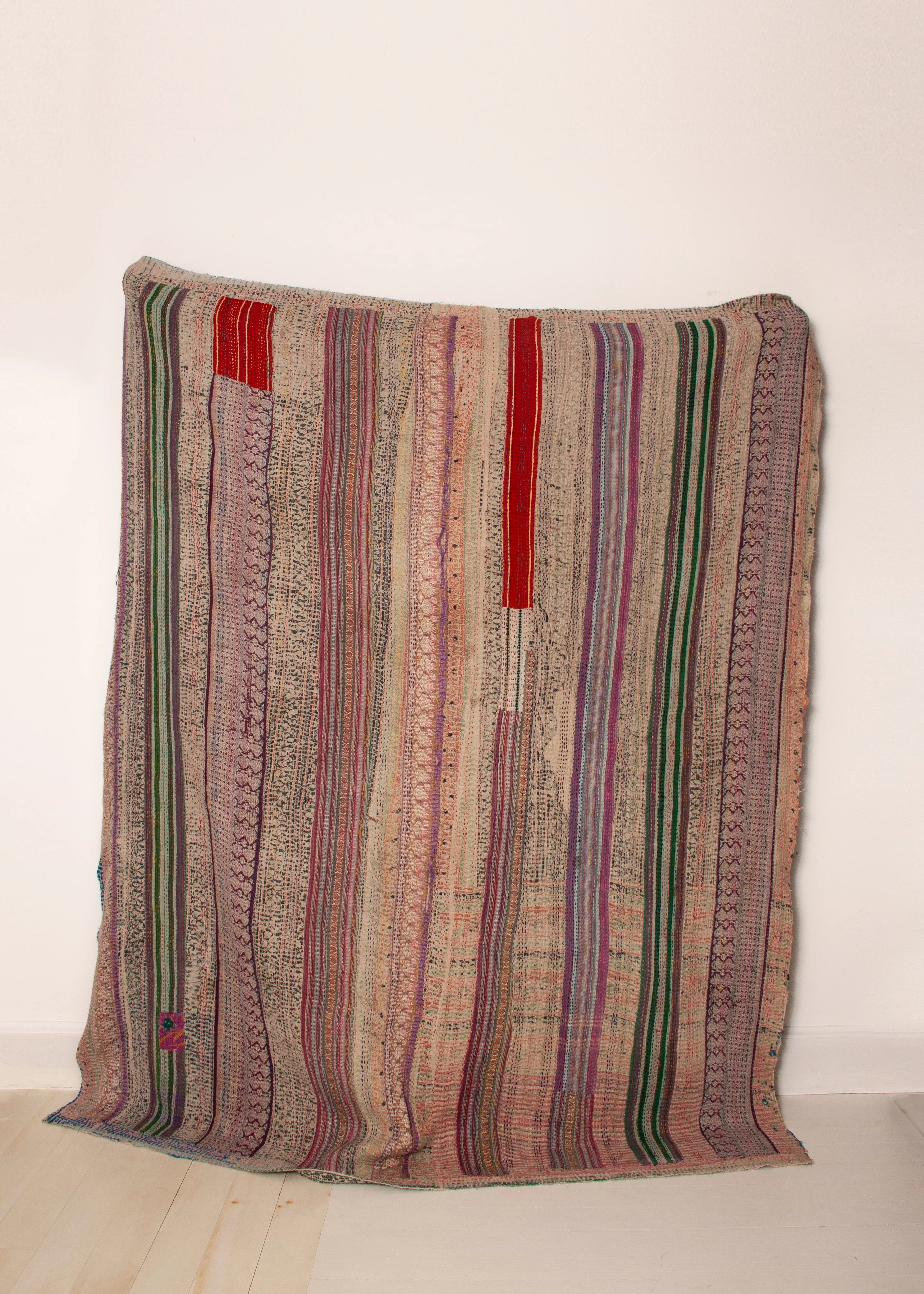 Vintage Dowry Kantha Blanket, #23 - 67"x80"