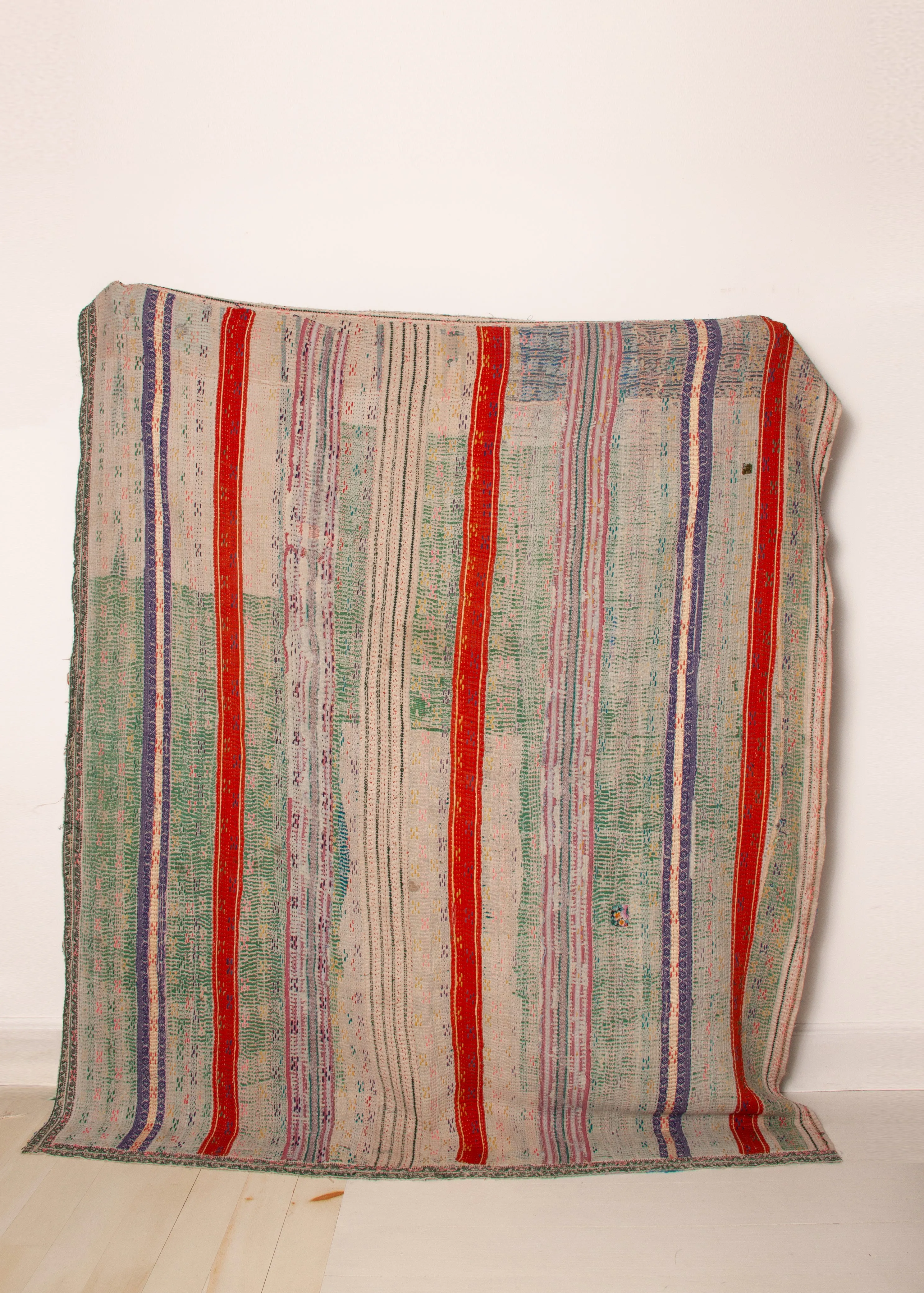 Vintage Dowry Kantha Blanket, #23 - 67"x80"