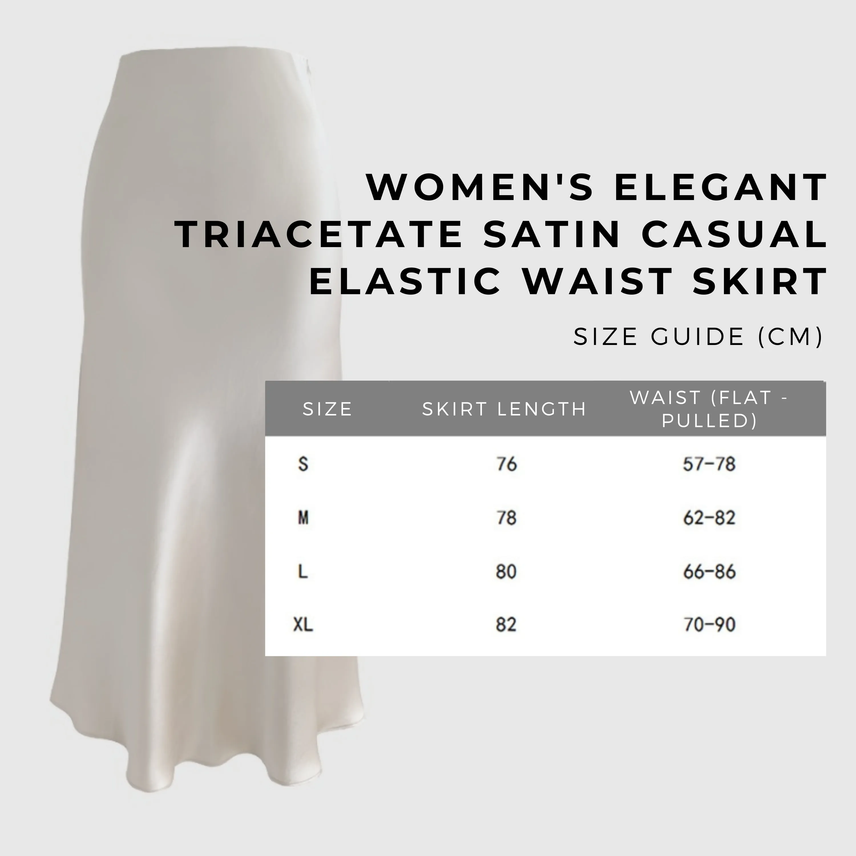 Women's Elegant Triacetate Satin Casual Elastic Waist Skirt